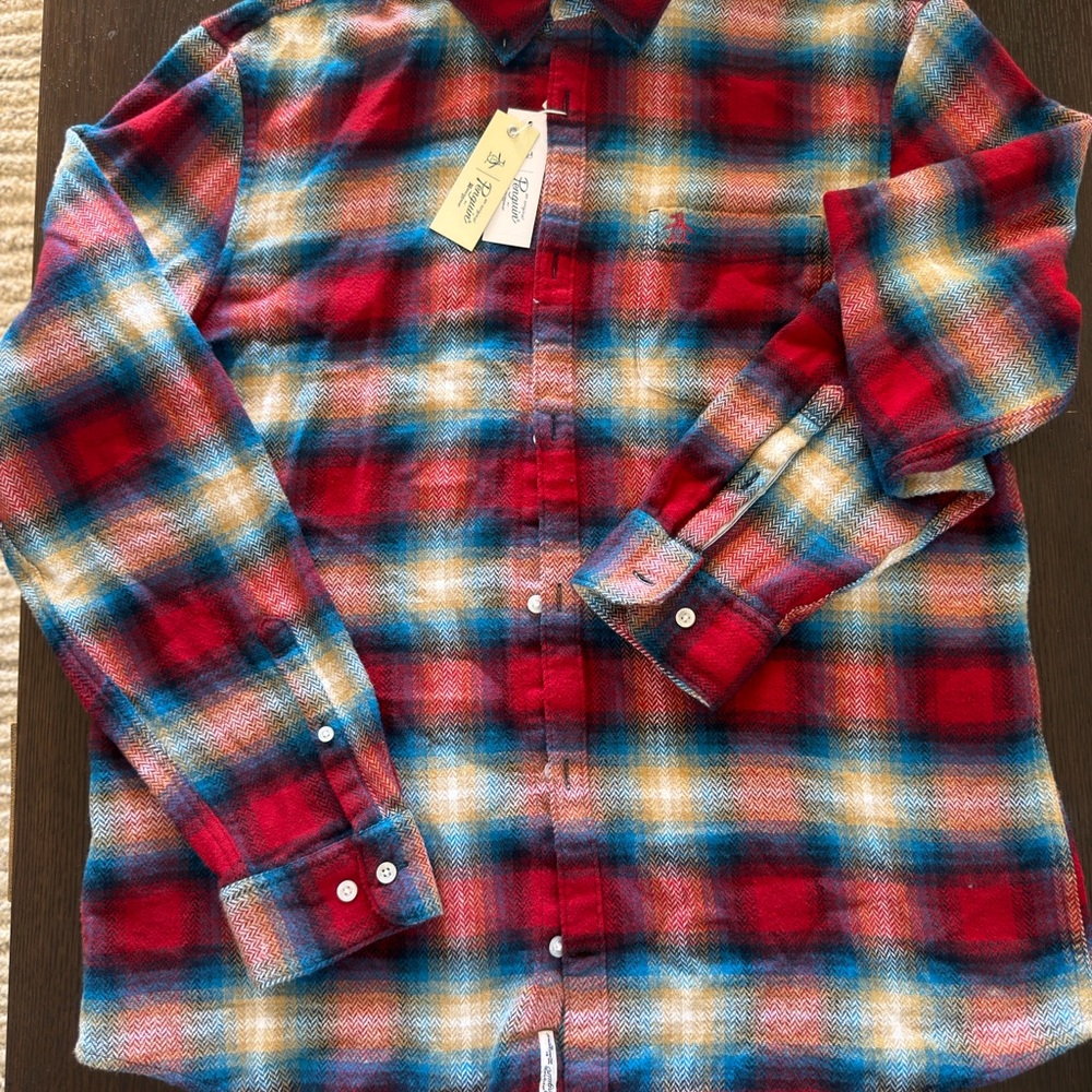 Vibrant Plaid Button-Down Shirt - Red, Blue, and Yellow